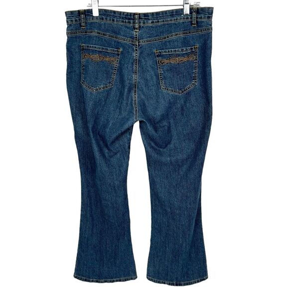 COS Embroidered Studded High Rise Flare Boho Bootcut Jeans Women’s 14 - Picture 2 of 13